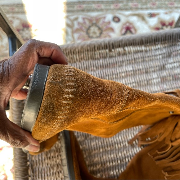 Minnetonka brown fringe suede mid calf boots vintage 90’s size 8.5 used - Picture 3 of 9